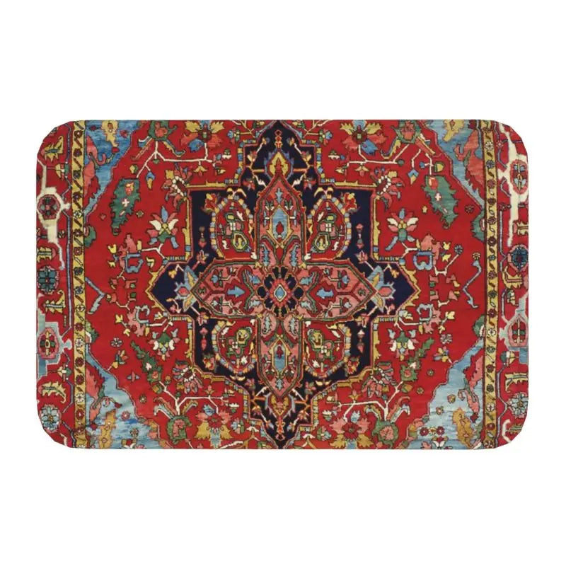 Navak Carpet Blue Antique Persian Isfahan Silk Rug With Animals Front Floor Door Entrance Mat Tribal Ethnic Floral Bath  Doormat Carpet Rug