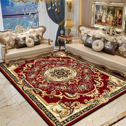 Navak Carpet Persian Red Living Room Rug Antiskid Big Size Flower Design Bedroom Decoration Carpet Soft Entrance Door Mat Machine Washable