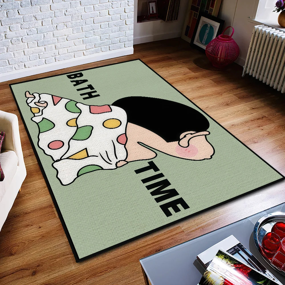 Navak Carpet Anti-Slip Cute C-chan Kitchen C-Crayon S-Shin Bedroom Tufted Rug cartoon Carpet time funny bath Living Room Entrance Decoration