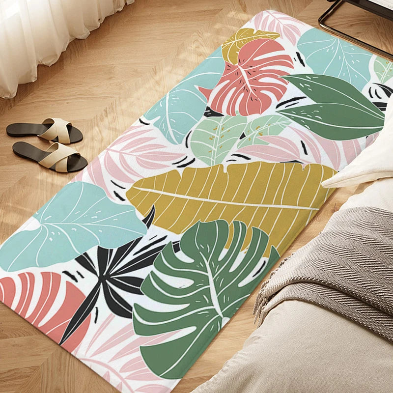 Navak Carpet Tropical Leaf Pattern Bedroom Rug Balcony Hallway Bathroom Foot Mat Entrance Door Doormat Living Room Kitchen Floor Carpet