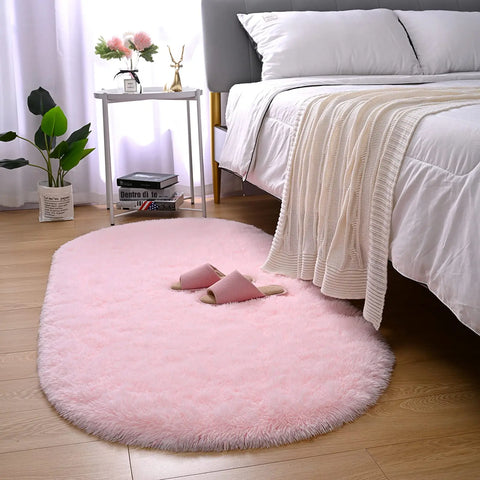 Navak Carpet Fluffy Plush Carpet Ellipse for Children’S Bedroom Living Room Sofa Area Rugs Balcony Soft Silky Carpet Girl Room Home Decor