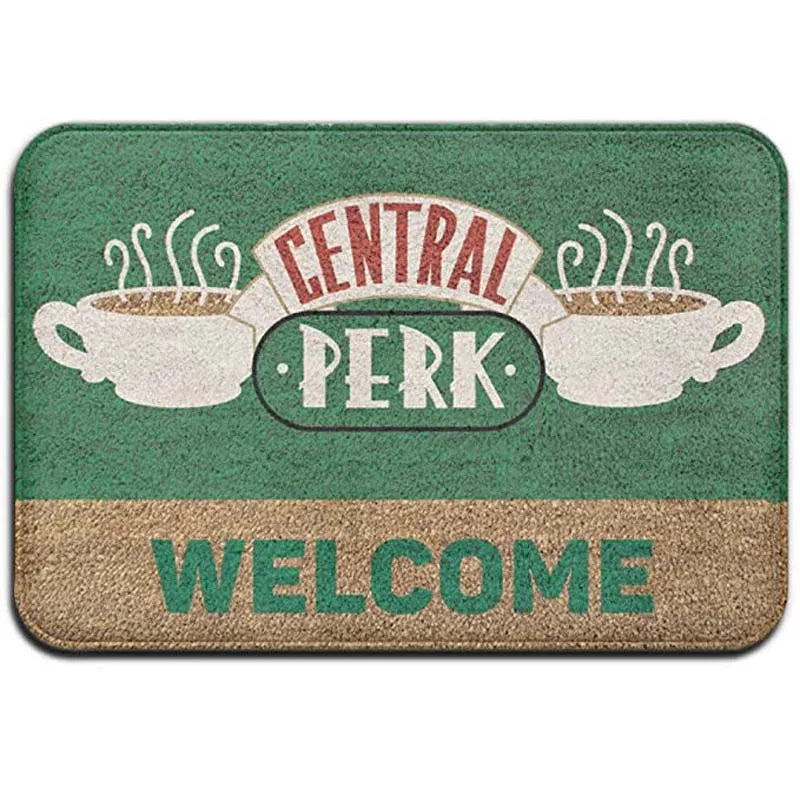 Navak Carpet Classic Friends Welcome Door Mat for Bathroom Kitchen New Friends TV Show Flannel Floor Rug Carpet Rubber Entrance Doormat Xmas