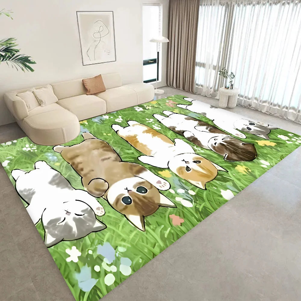 Navak Carpet Funny Cat mofusand Floor Mat Retro Multiple Choice Living Room Kitchen Rug Non-Slip Modern Home Decor