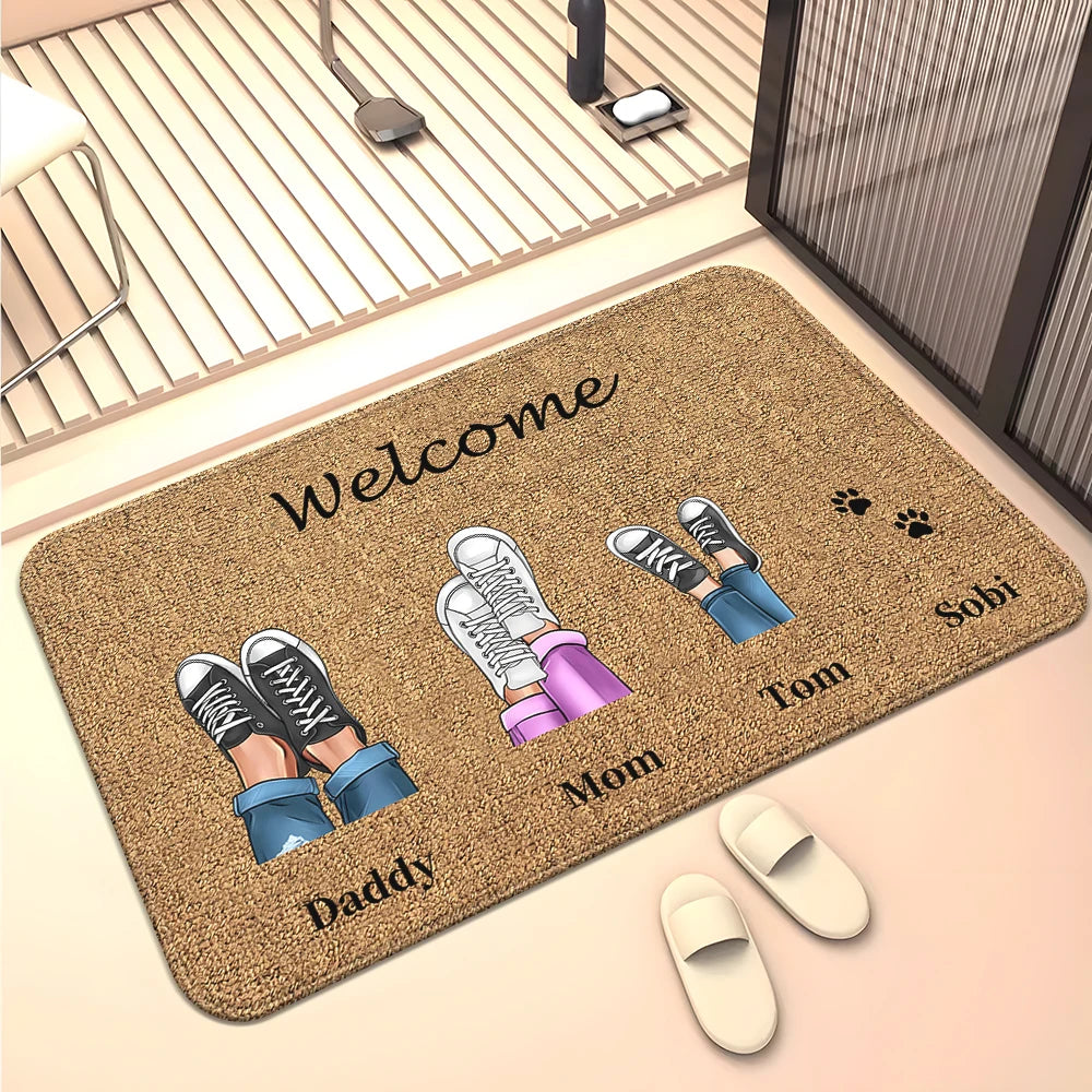 Navak Carpet Family Members Home Living Room  Sofa Door Mat Decoration Anti Slip Floor Mat Cute Rug  Door Mat Carpet  Area Rug  Kawaii Rug