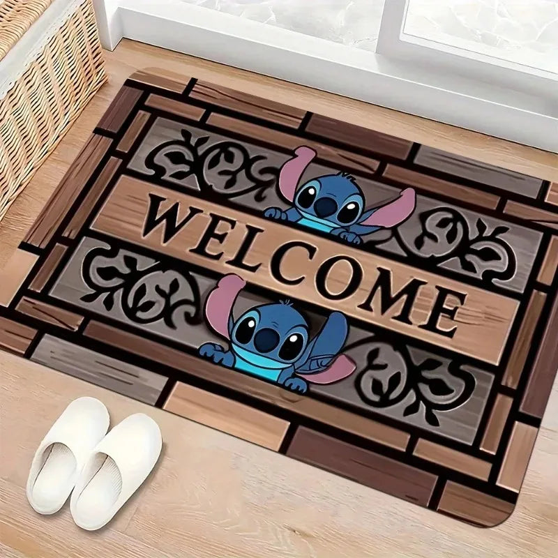 Navak Carpet 1pc Stitch Welcome Doormat Vibrant Floral Design Perfect for Home Entry Bedroom and Bathroom Doors Easy To Clean Hand Wash Only