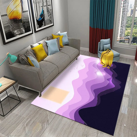 Navak Carpet 3D Simple Abstract Art Theme Carpet Nordic Style Geometric Line Living Room Balcony Bedroom Bathroom Non-slip Door Floor Mat