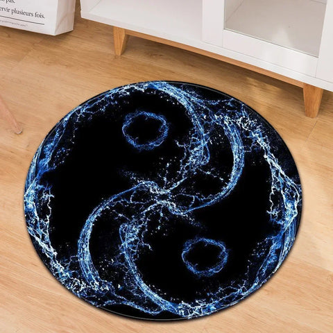 Navak Carpet Yin Yang Tai Chi Round Carpet Flower of Life Gym Carpets Circle Rug Indian Buddha Yoga Meditation Mats Non-slip Chair Mat Decor
