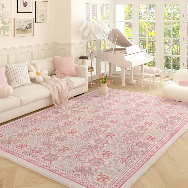 Navak Carpet Living Room Carpet Pink Flower Rug Big Size Home Decoration Floor Mat Soft Plush Room Decor Large Area Rugs Shaggy Bedroom