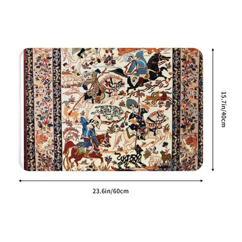 Navak Carpet Blue Antique Persian Isfahan Silk Rug With Animals Front Floor Door Entrance Mat Tribal Ethnic Floral Bath  Doormat Carpet Rug
