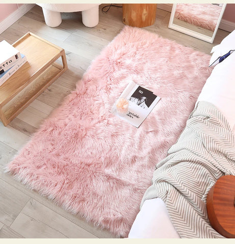 Navak Carpet Faux Fur  Carpet Pink Children's Area Rug for Girls Bedroom Bedside Living Room Fluffy Furry Shaggy Floor Foot Mats Home Decor