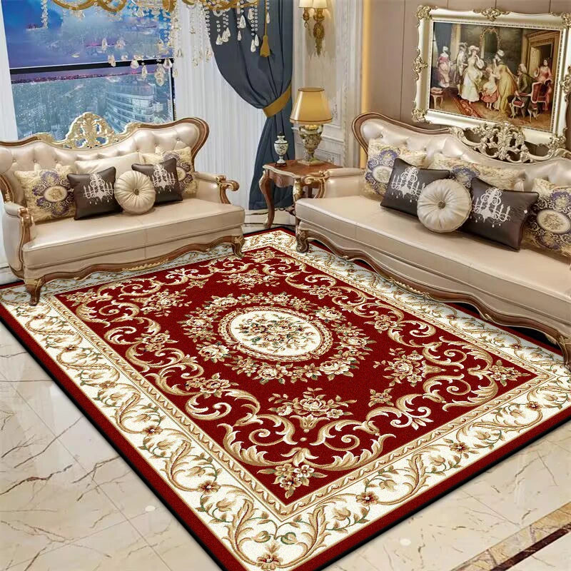Navak Carpet Persian Red Living Room Rug Antiskid Big Size Flower Design Bedroom Decoration Carpet Soft Entrance Door Mat Machine Washable
