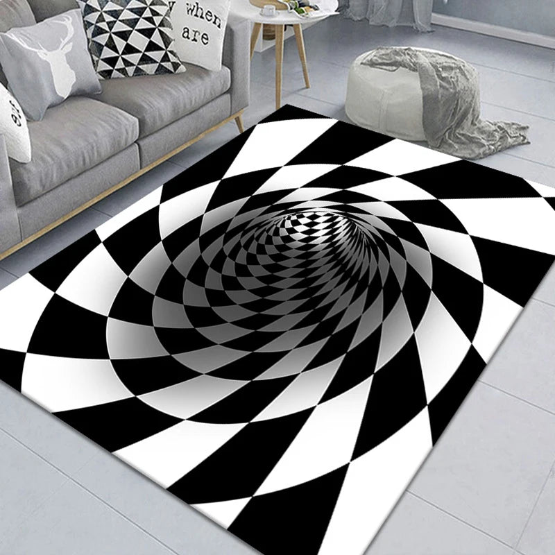 Navak Carpet 3D Vortex Illusion Carpet Entrance Door Floor Mat Abstract Geometric Optical Doormat Non-slip Floor Mat Living Room Decor Rug