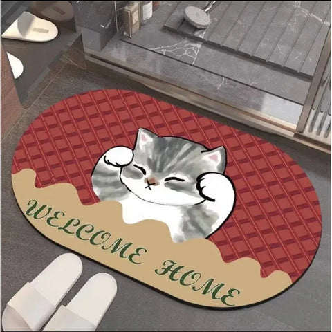 Navak Carpet Exclusive Picks Bathroom Entrance Floor Mat - Cute Cartoon Cat Bathroom Non-Slip Anti-Scratch Quick-Drying Foot Rug For Home Decoration