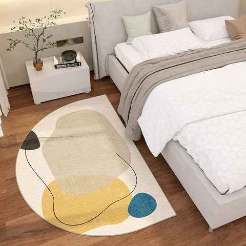 Navak Carpet Exclusive Picks Simple Lines Semi-Circular Carpet Durable And Easy To Clean Home Bedroom Bedside Rug Entrance Doormat Home Decor