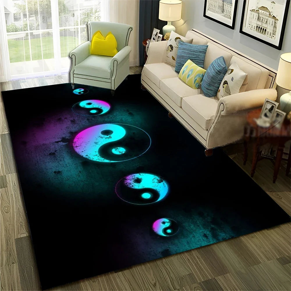 Navak Carpet Chinese 3D Tai Chi Bagua Yin Yang  Carpet Rug for Home Living Room Bedroom Sofa Doormat Decor,Child Area Rug Non-slip Floor Mat