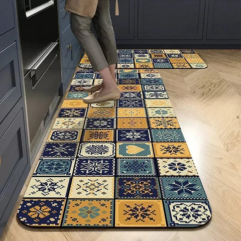 Navak Carpet Kitchen Mat Absorbent Printed Kitchen Rugs Non-slip Area Mat Hallway Long Carpets for Living Room Bedroom Entrance Doormat Bath