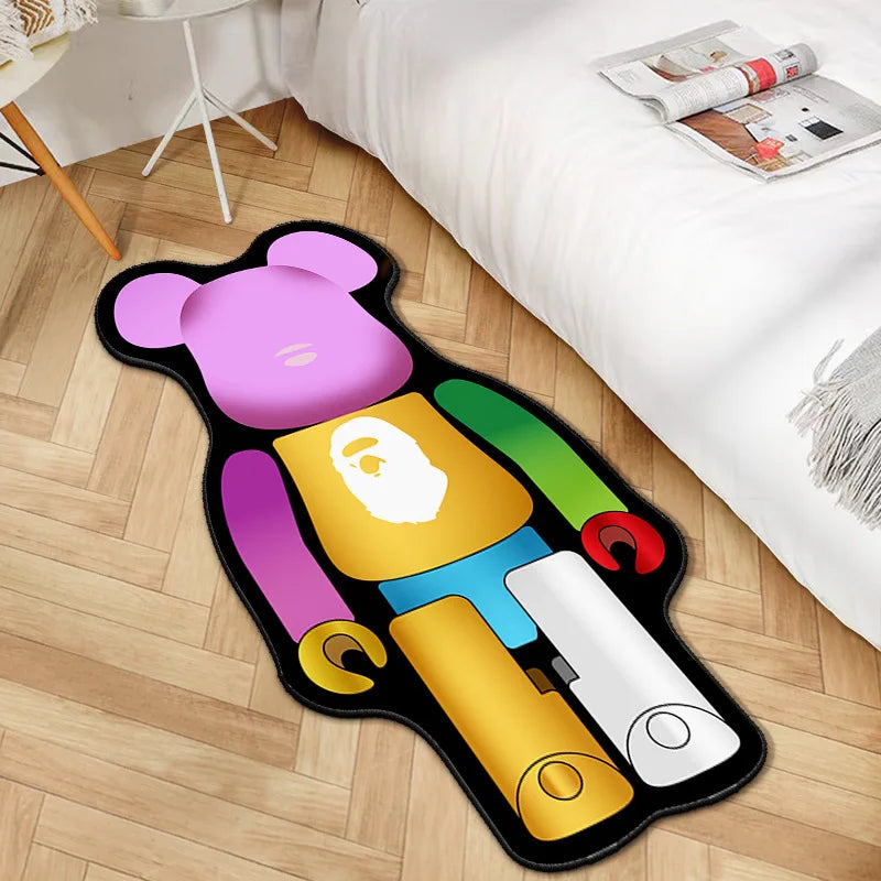 Navak Carpet Irregular Cartoon Bearbricks Rug Multicolor Violence Bear Carpet For Bedroom Bedside Non-Slip Fashion Home Floor Mat Rugs