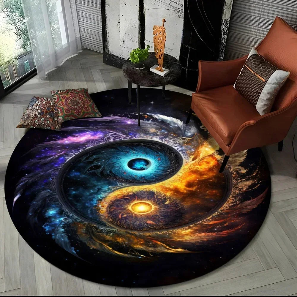 Navak Carpet 3D Naturalize Yin and Yang Chinese Tai Chi Round Carpet Circle Area Rug for Living Room Bedroom Decor Doormat Non-slip Floor Mat