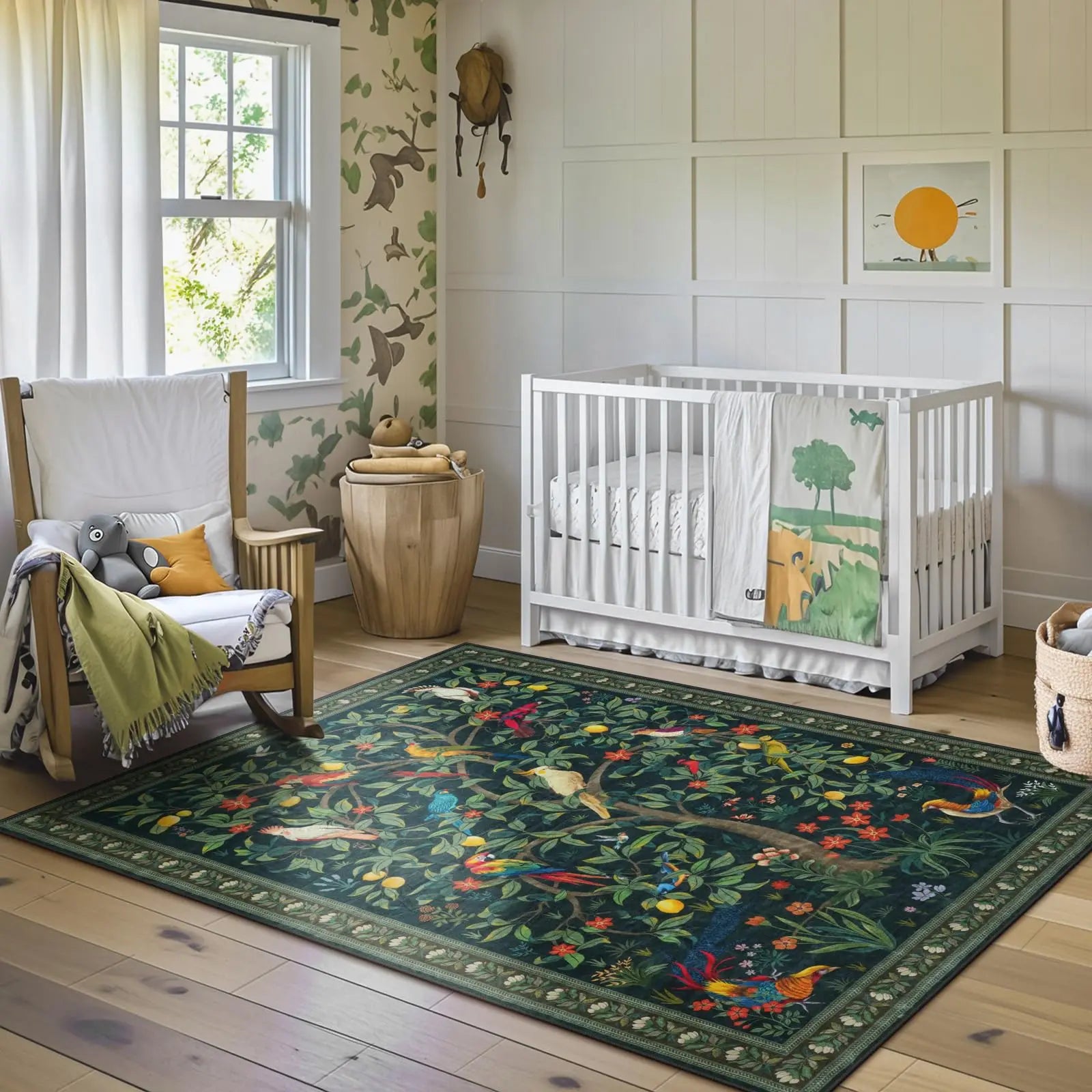 Navak Carpet Boho-style Floral Bird Designs Carpet Living Room Decor Sofa Rug Bedroom Bedside Soft Rug Kitchen Dining Area Floor Mat Washable