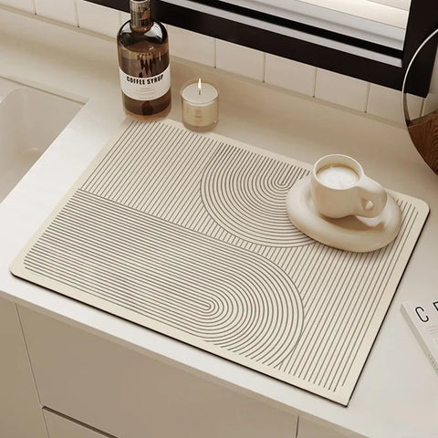 Navak Carpet Minimalis Striped Dish Drying Mat Super Absorbent Ktichen Rug Non Slip Tableware Drain Pad Home Diatom Mud Door Mats Washable