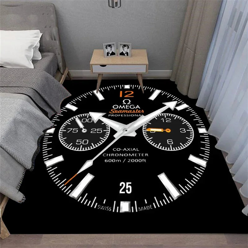 Navak Carpet Multi-functional O-OMEGA Dial Crown Watch Pointer Pattern Living Room Bedroom Sofa Decoration Carpet Floor Mat Rugs