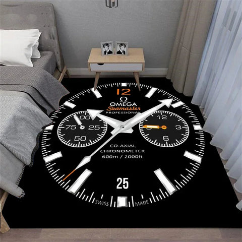 Navak Carpet Multi-functional O-OMEGA Dial Crown Watch Pointer Pattern Living Room Bedroom Sofa Decoration Carpet Floor Mat Rugs