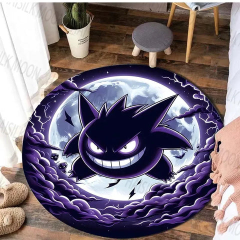 Navak Carpet Daily Picks Pokémon Gengar Printed Round Rug for Bedroom Game Cartoon Living Room Carpet Sofa Coffee Table Doormat Picnic Floor Mat