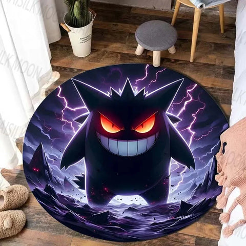 Navak Carpet Daily Picks Pokémon Gengar Printed Round Rug for Bedroom Game Cartoon Living Room Carpet Sofa Coffee Table Doormat Picnic Floor Mat