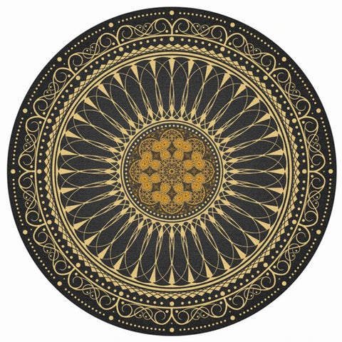 Navak Carpet Mandala Print Round Carpet Nordic Modern Living Room Anti-Slip Rug Coffee Table Foot Pad Bedroom Floor Mats Bay Window Chair Mat