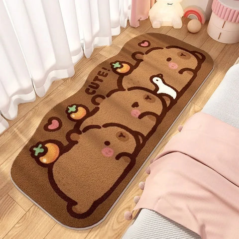 Navak Carpet Cute Bedside Cashmere Carpet Capibara Imitation Cashmere Floor Mat,anime Rug