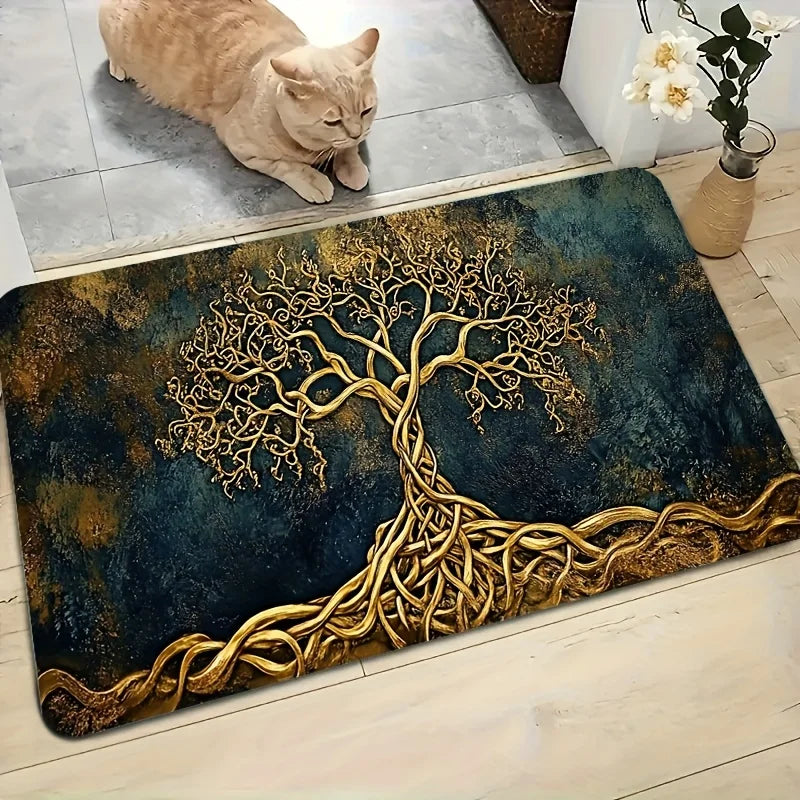 Navak Carpet 1pc Tree of Life Pattern Welcome Doormat, Non-slip Washable Entrance Rug for Home, Garden, Patio, Laundry Room