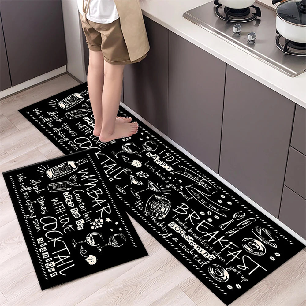 Navak Carpet Polyster Waterproof Oilproof Kitchen Mat Printed Antislip Bath Mat Soft Bedroom Floor Mat Living Room Carpet Doormat Kitchen Rug