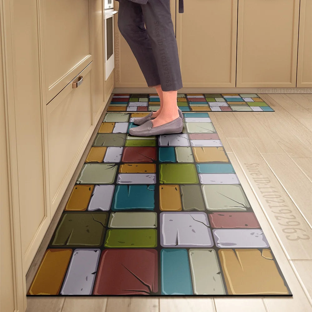 Navak Carpet Kitchen Mat Absorbent Printed Kitchen Rugs Non-slip Area Mat Hallway Long Carpets for Living Room Bedroom Entrance Doormat Bath