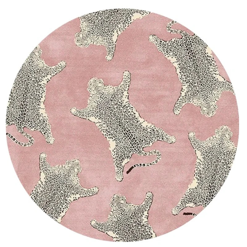 Navak Carpet Light Luxury Bedroom Decor Round Carpet Thickend Plush Bedside Floor Mat Fluffy Soft Rug Leopard Pattern Carpets for Living Room