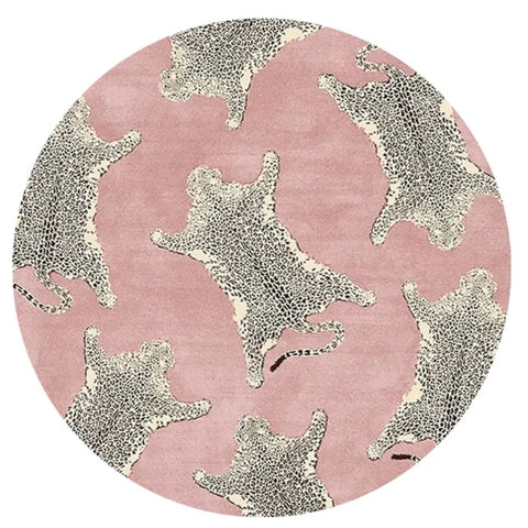 Navak Carpet Light Luxury Bedroom Decor Round Carpet Thickend Plush Bedside Floor Mat Fluffy Soft Rug Leopard Pattern Carpets for Living Room
