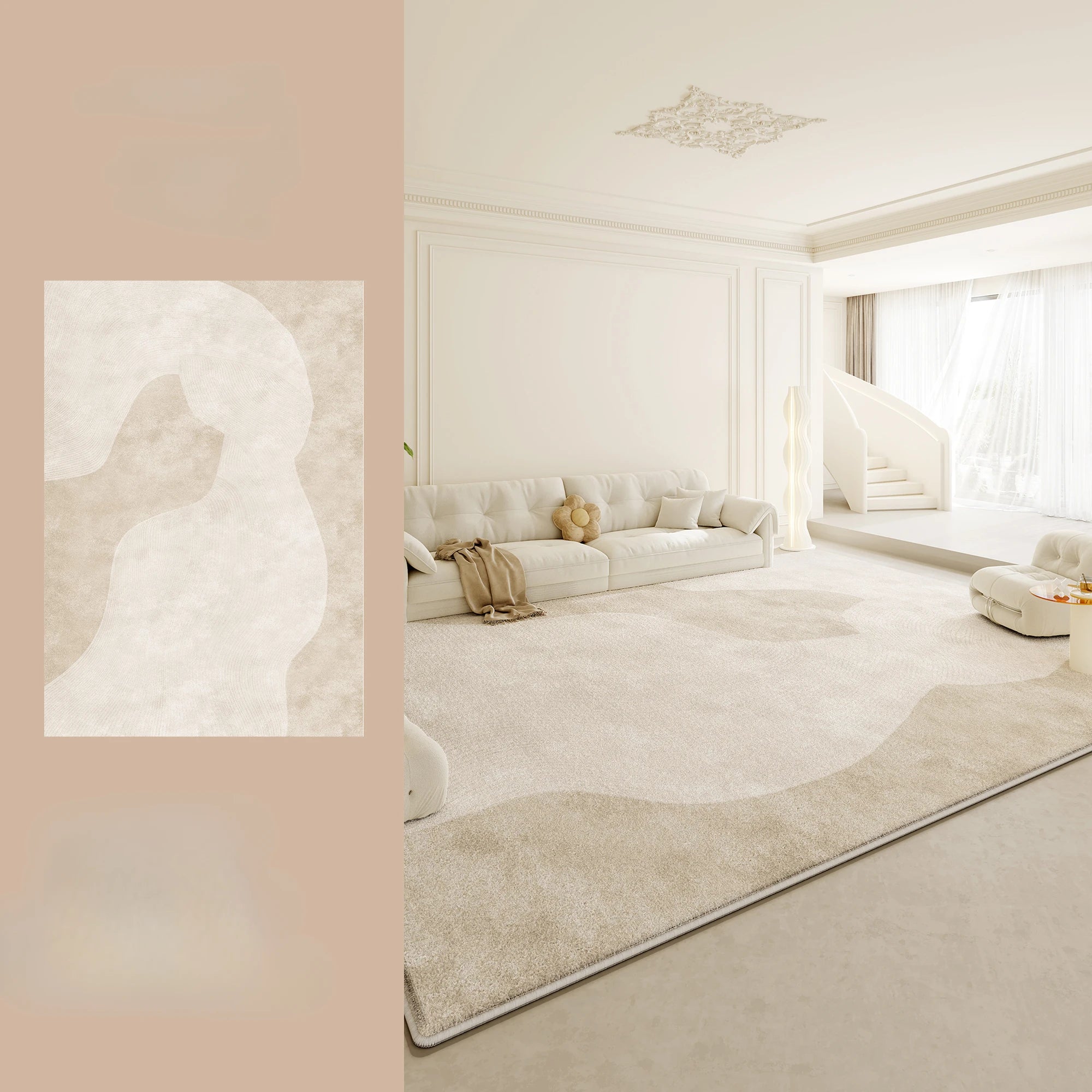 Navak Carpet Large Area Rugs for Bedroom Cream Style Living Room Decoration Plush Carpet Home Fluffy Soft Rug Thick Anti-slip Study Floor Mat
