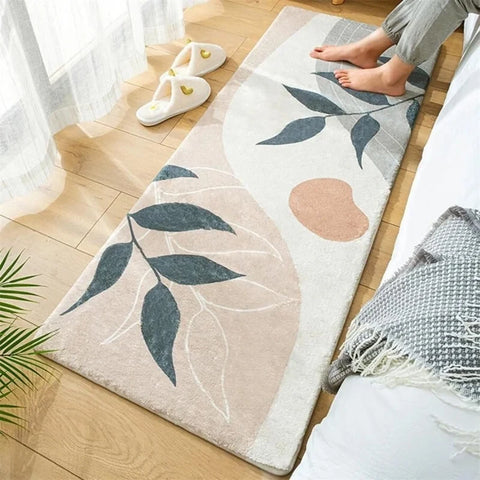 Navak Carpet Bedroom Home Carpet Bedside Rug Decoration Living Room Soft Door Mats Leaf Print Fluffy Plush Floor Mat Shaggy Alfombra 양탄자