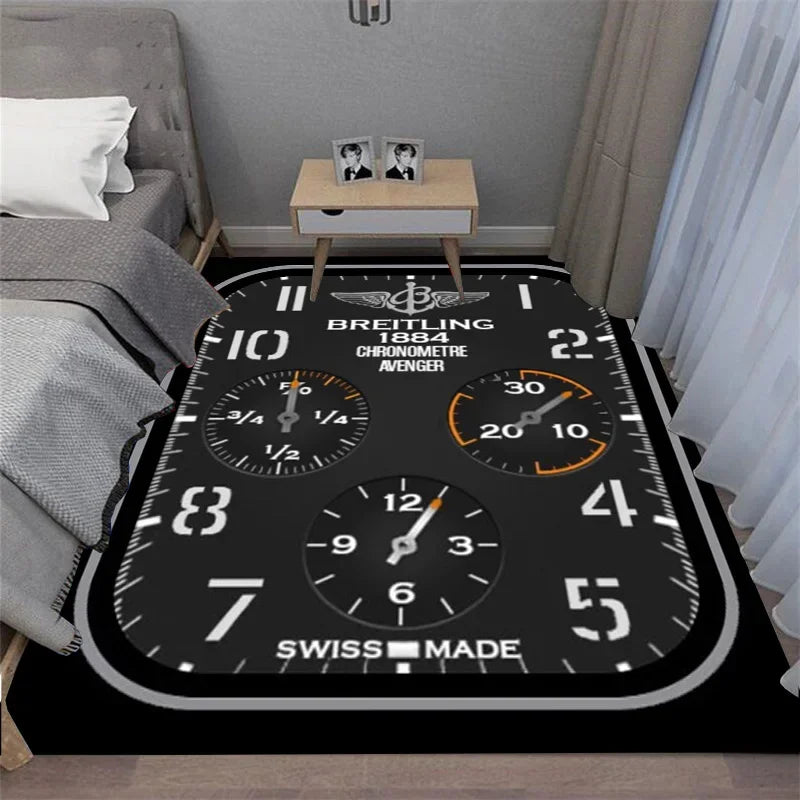 Navak Carpet Multi-functional O-OMEGA Dial Crown Watch Pointer Pattern Living Room Bedroom Sofa Decoration Carpet Floor Mat Rugs