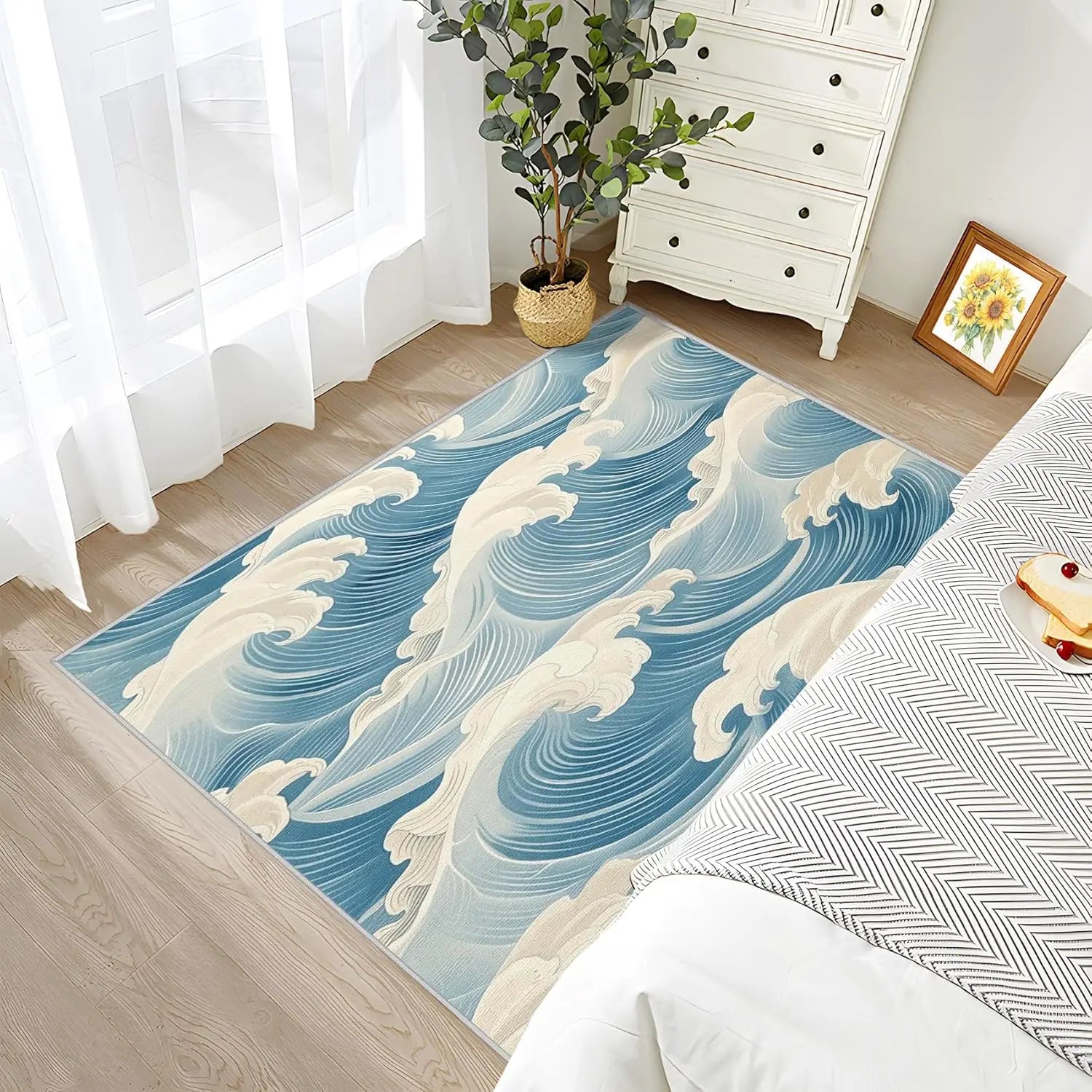 Navak Carpet Great Wave Rug - Japanese Hokusai Area Rug Ocean Wave Rugs Asian Oriental Carpet - Great  Home Decor