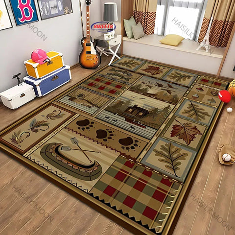 Navak Carpet American Country Retro Style Animal Printed Carpet Rug for Modern Home Decor, Stain Resistant, Kids Play Non-Slip Decor Mat Gift