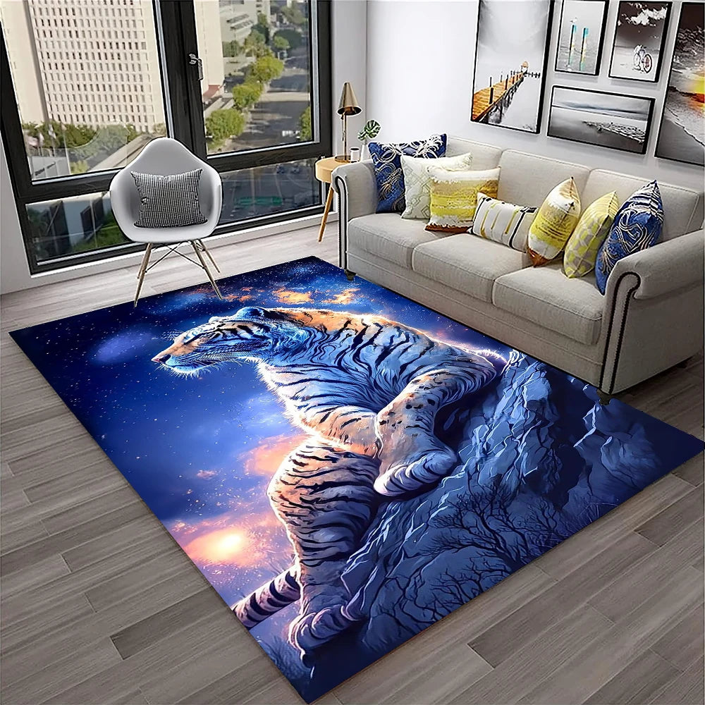 Navak Carpet 3D Dream Tiger Animal Cartoon Carpet Rug for Home Living Room Bedroom Sofa Doormat Decor,Child Play Area Rug Non-slip Floor Mat