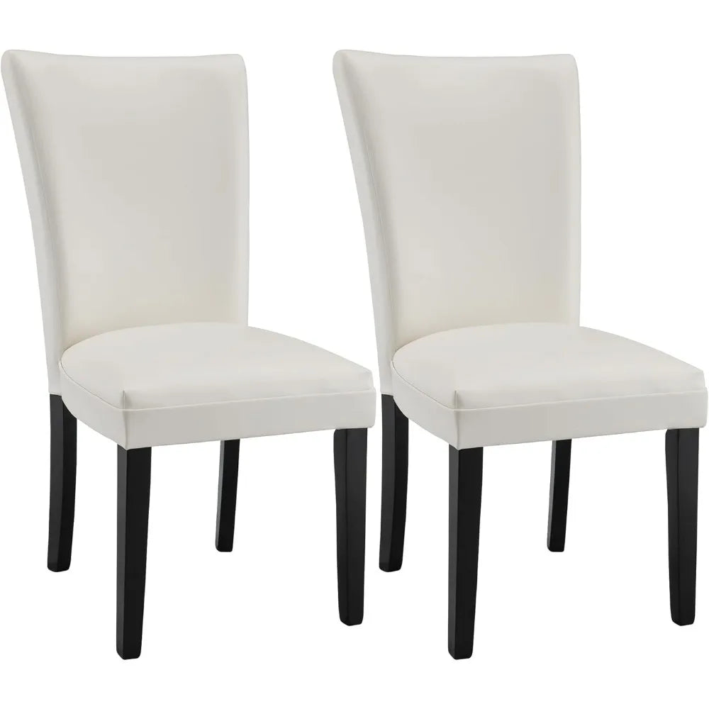 Navak Carpet Set of 2 Parsons Dining Chairs – Faux Leather Upholstered Side Chairs w/Solid Wood Legs for Dining & Living Room
