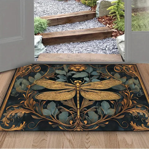 Navak Carpet Elegant Dragonfly Pattern Kitchen Mat Entrance Doormat Decor Carpet for Living Room Bathroom Anti-slip Doormat Laundry Room Rugs