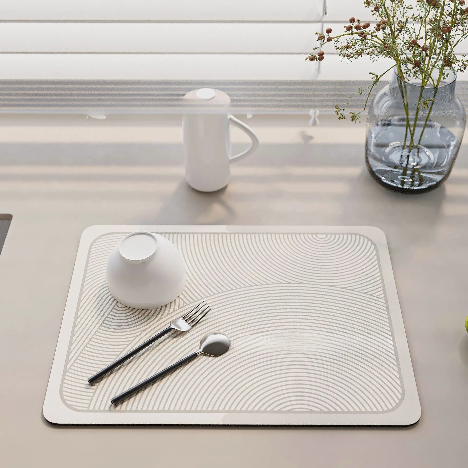 Navak Carpet Minimalis Striped Dish Drying Mat Super Absorbent Ktichen Rug Non Slip Tableware Drain Pad Home Diatom Mud Door Mats Washable