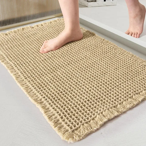 Navak Carpet Bathroom Absorbent Carpet Waffle Non-Slip Bath Mat Soft Doormat Toilet Absorbent Beside Bathtub Wash Basin Machine-Washable Rug