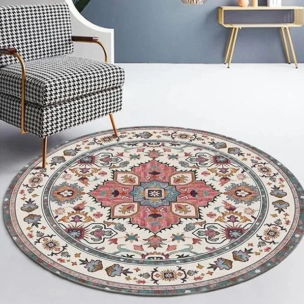 Navak Carpet Moroccan Ethnic Round Carpet, Rocking Chair Mat For Bedroom & Living Room