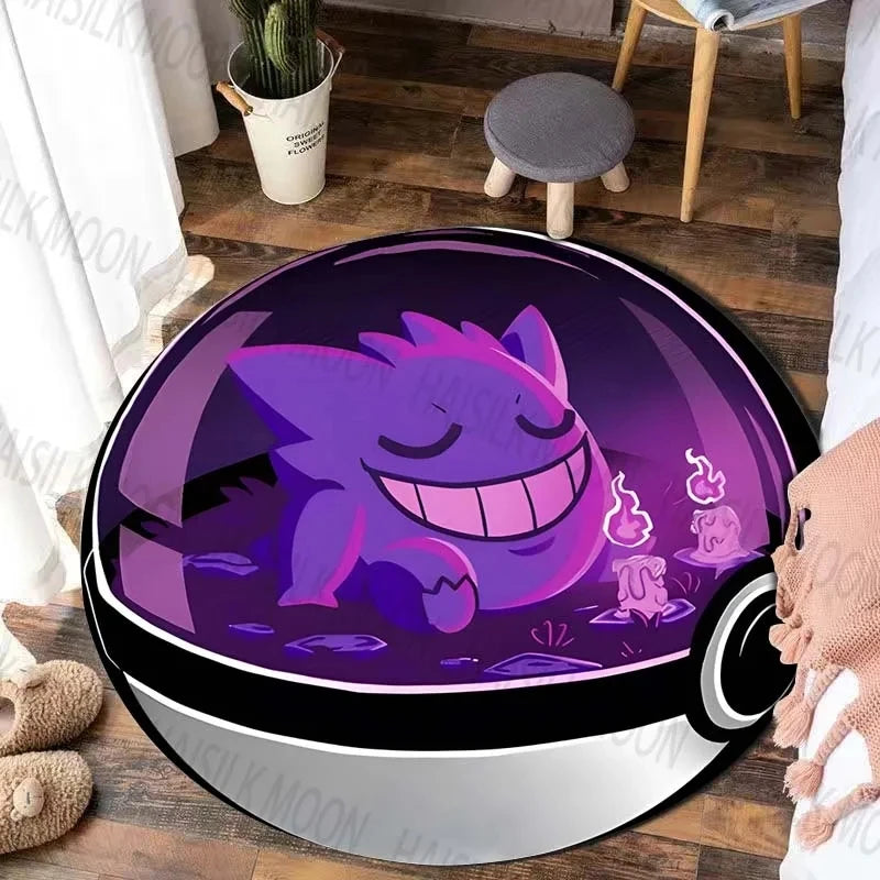 Navak Carpet Daily Picks Disney Game Pokémon Gengar Printed Round Rug Bedroom Living Room Carpet Doormat Sofa Table Area Rug Floor Mat Home Decor