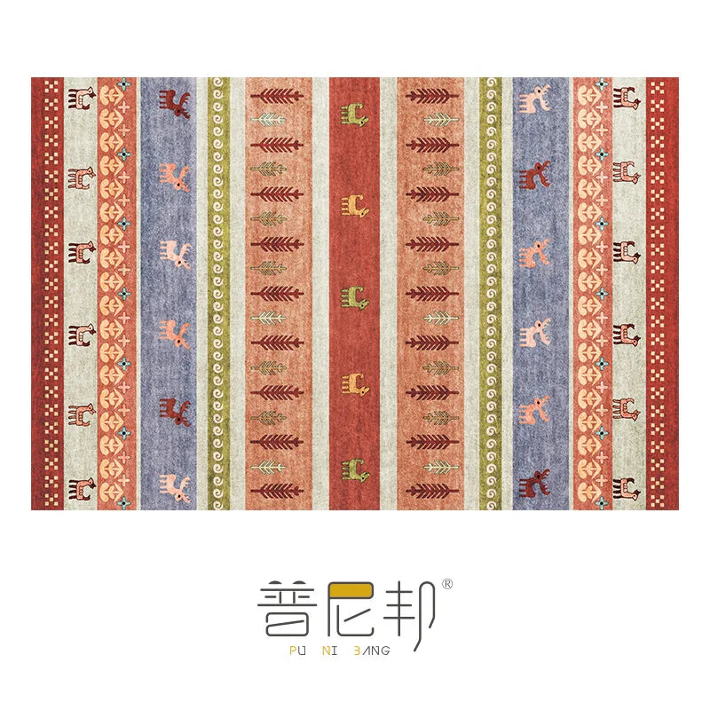 Navak Carpet American Moroccan Bedroom Decor Bedside Carpet Washable Carpets for Living Room Nordic Ethnic Lounge Rug Soft Non-slip Floor Mat