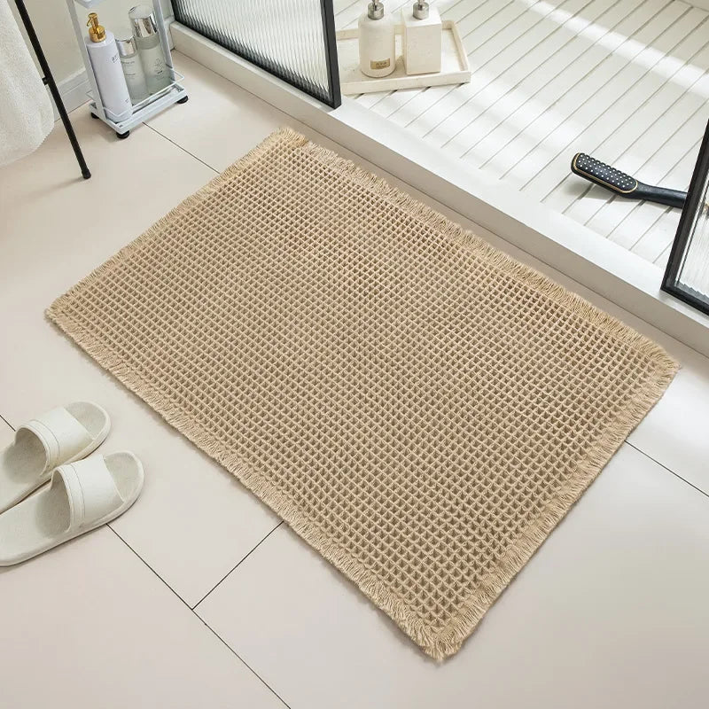 Navak Carpet Bathroom Absorbent Carpet Waffle Non-Slip Bath Mat Soft Doormat Toilet Absorbent Beside Bathtub Wash Basin Machine-Washable Rug