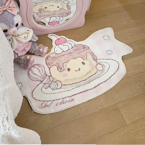 Navak Carpet Pink Cute Carpet Bede Mat Bedroom Anti-Slip Soft Polyester Faux Camere Heart aped Pluie Dinkie Mirror Front Rug